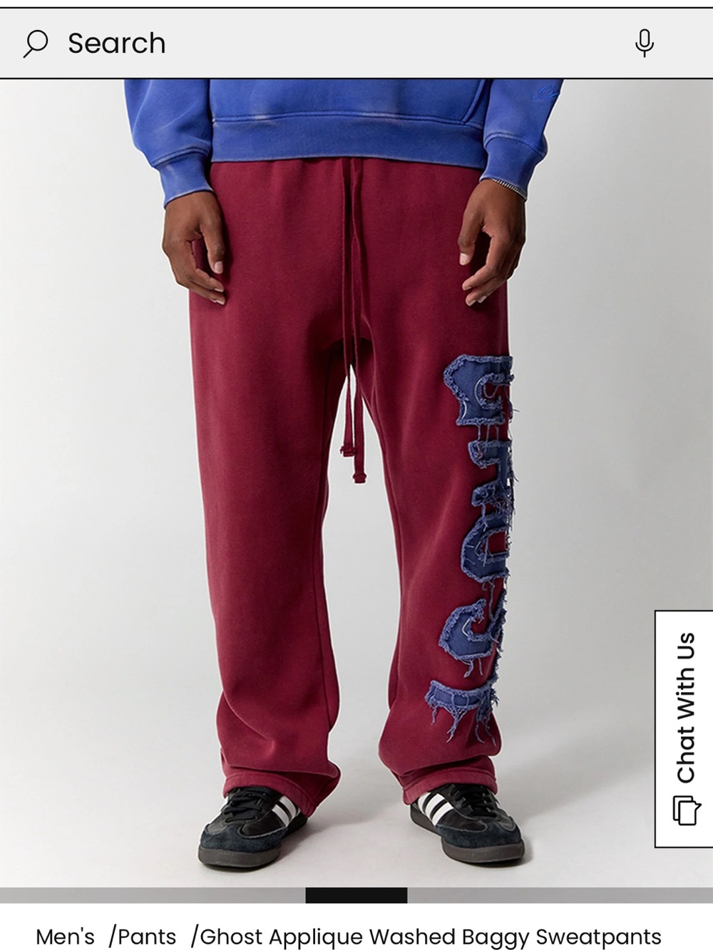 Pacsun Washed Burgundy Baggy Sweatpants with Blue Ghost Applique